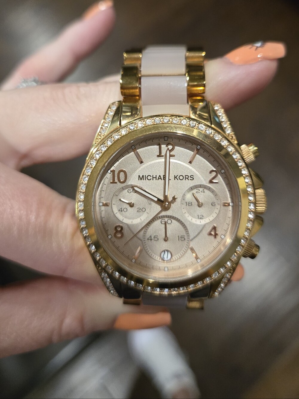 Michael Kors Womens Rose Gold Pink Diamond Watch - Picture 5 of 11